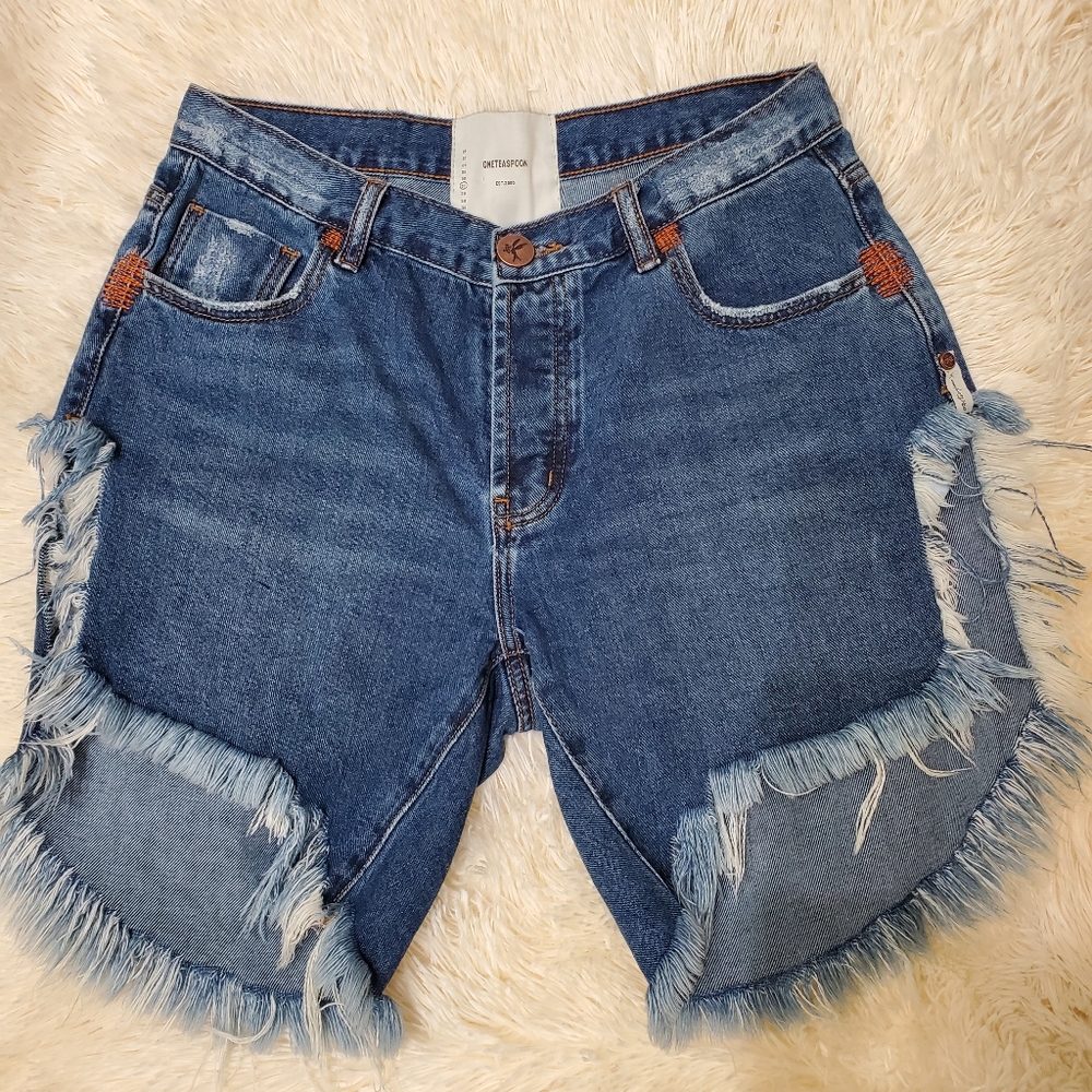 One Teaspoon Frankies size 27 Rodeo Blue cutoff denim shorts